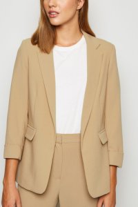 Womens New Look Roll Sleeve Blazer -  Brown