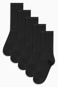 Womens Next Black Basic Ankle Socks Five Pack -  Black