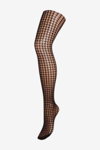 Womens Next Black Dogtooth Opaque Tights -  Black