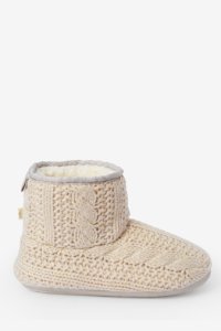 Womens Next Cream Cable Knitted Slipper Boots -  Cream