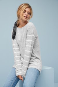 Womens Next Grey Cosy Button Back Top -  Grey