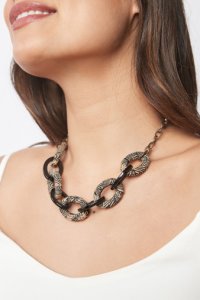 Womens Next Monochrome Wrap Link Chain Necklace -  Black