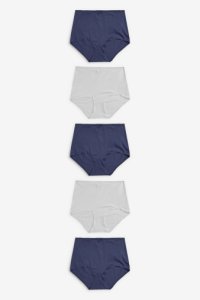 Womens Next Navy/White Full Brief Cotton Knickers Five Pack -  Blue
