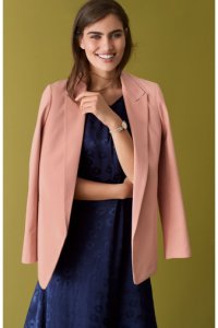 Womens Next Pink Textured Premium Relaxed Blazer -  Pink