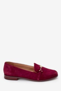 Womens Next Plum Suede Leather Hardware Loafers -  Red