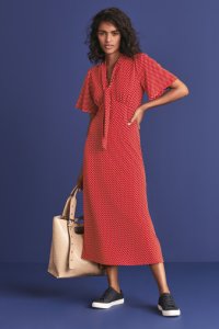 Womens Next Red Vintage Style Dress -  Red