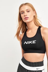 Womens Nike Swoosh Graphic Medium Support Sports Bra -  Black