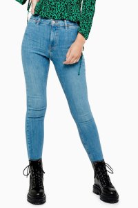 Womens Topshop Green Cast Pocket Jamie Jeans 30 Leg -  Blue
