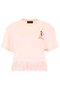 ALANUI FRINGED HAWAIIAN T-SHIRT S Pink Cotton, Cashmere
