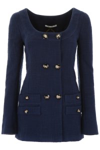 ALESSANDRA RICH long tweed jacket 42 blue cotton
