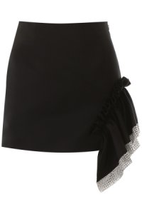 AREA MINI SKIRT WITH RUFFLE AND CRYSTALS 4 Black