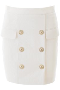 BALMAIN MINI SKIRT WITH EMBOSSED BUTTONS 34 White