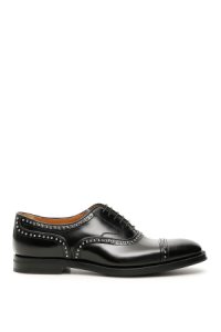 CHURCH'S STUDDED ANNA LACE-UPS 37 Black Leather