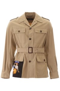 DOLCE & GABBANA safari jacket with patch 48 beige cotton