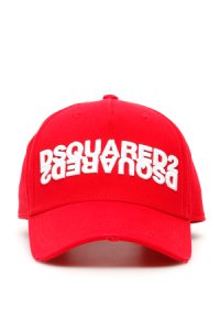 DSQUARED2 LOGO BASEBALL CAP OS Red, White Cotton