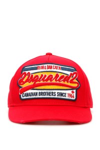 DSQUARED2 LOGO PATCH BASEBALL CAP OS Red Cotton