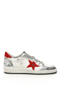 GOLDEN GOOSE BALL STAR SNEAKERS 39 White, Silver, Red Leather