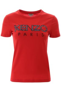 KENZO LOGO PATCH T-SHIRT S Red Cotton