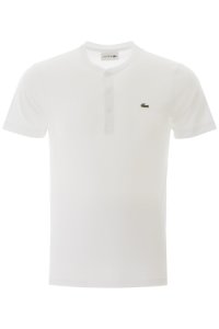 LACOSTE HENLEY T-SHIRT WITH LOGO PATCH 3 White Cotton