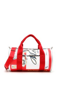 MOSCHINO BUDWEISER DUFFLE BAG OS Red, White, Blue Leather