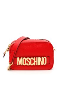 MOSCHINO CAMERA BAG WITH LOGO OS Red Leather