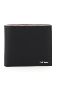 PAUL SMITH BRIGHT STRIPE WALLET OS Black, Red Leather