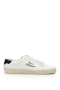 SAINT LAURENT LEATHER SNEAKERS SL06 WITH LOGO 38 White, Black Leather