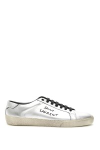 SAINT LAURENT SL06 LEATHER SNEAKERS 39 Silver Leather