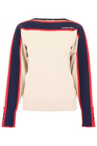 SEE BY CHLOE BOAT NECK PULL L Beige, Blue, Red Cotton