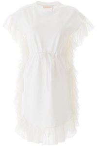 SEE BY CHLOE RUFFLED DRESS S White Cotton