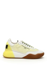 STELLA McCARTNEY LOOP RUNNER SNEAKERS 36 White, Yellow Faux leather, Technical