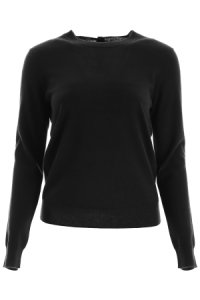 TORY BURCH BUTTONED CASHMERE PULL XS Black Cashmere