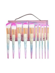 Zaful - 10pcs unicorn multi-purpose makeup brushes set with bag