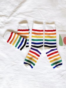 2 Pairs Rainbow Color Stripes Socks Set