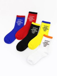 5 Pairs Letter Graphic Pattern Crew Socks