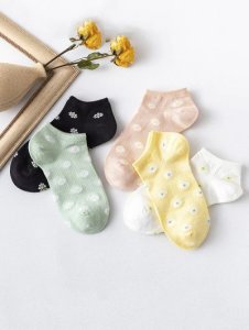 5Pairs Flower Cotton Ankle Socks Set