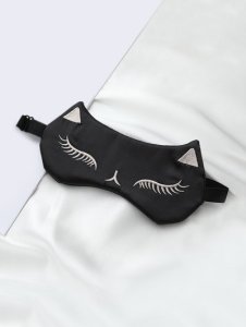 Cat Pattern Satin Blackout Sleep Eye Mask