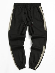 Contrast Tapered Drawstring Casual Pants