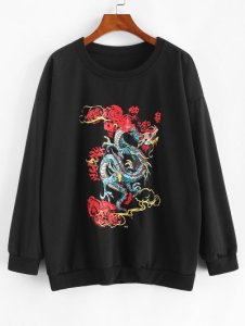 Zaful - Dragon graphic oriental sweatshirt