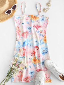 Floral Angel Print Cami Mini Dress