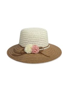 Zaful - Flowers colorblock straw hat