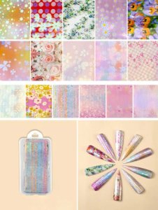 Flowers Pattern Nail Beauty Transfer Papers Set