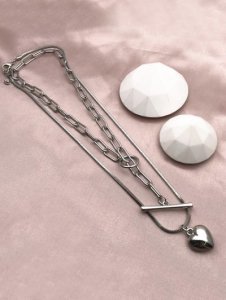 Heart Shape Layered Lariat Necklace Pendant Necklaces
