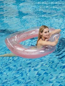 Zaful - Heart-shaped transparent sequins pool swim ring