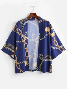 Leopard and Chains Print Kimono Cardigan