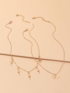 Zaful - Lightning butterfly chain necklaces set