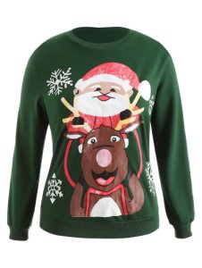 Plus Size Pullover Christmas Graphic Sweatshirt