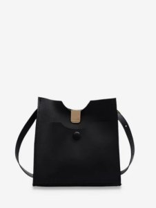 Pure Color Leather Sling Bucket Bag