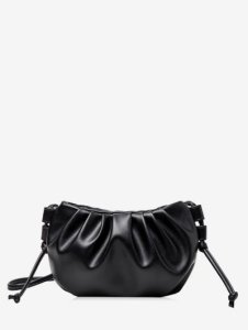 Pure Color Pleated Leather Sling Bag