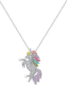 Zaful - Rhinestone unicorn necklace
